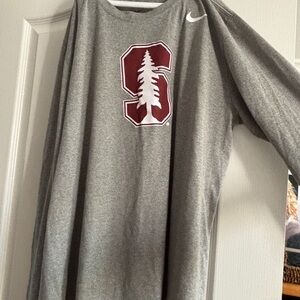 Nike Gray Long Sleeve with Red Stanford Logo